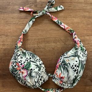 Green and Pink Floral Bikini with Adjustable Straps